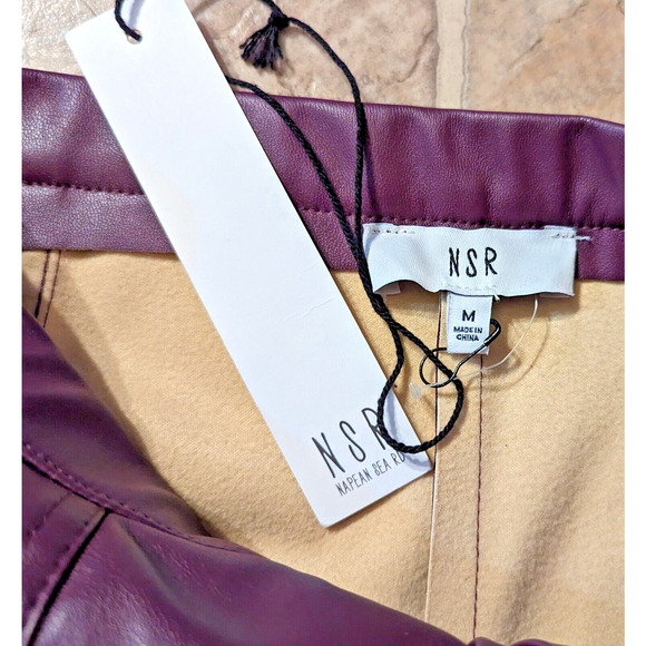 New NSR Napean Sea RD sz M Vegan Faux Leather Skirt pencil straight purple O4 - Picture 2 of 3